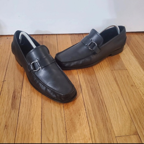 Men’s Salvatore Ferragamo Black Gancini Side Bit Loafers Shoes 8.5 D - Picture 1 of 16